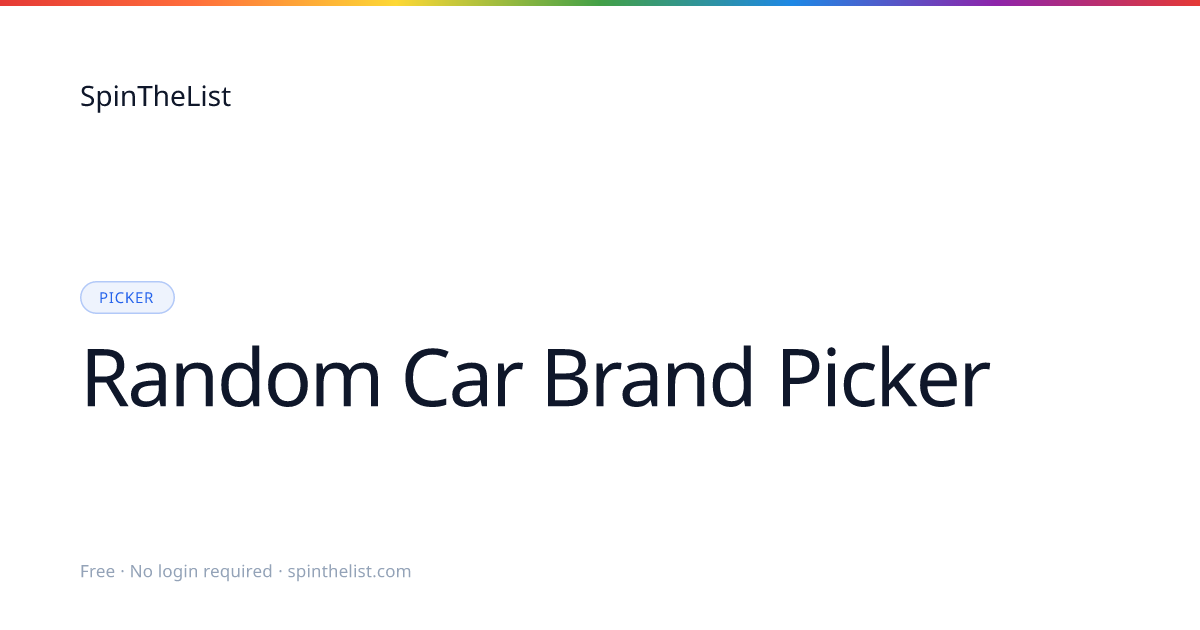 Random Car Brand Picker Wheel | SpinTheList