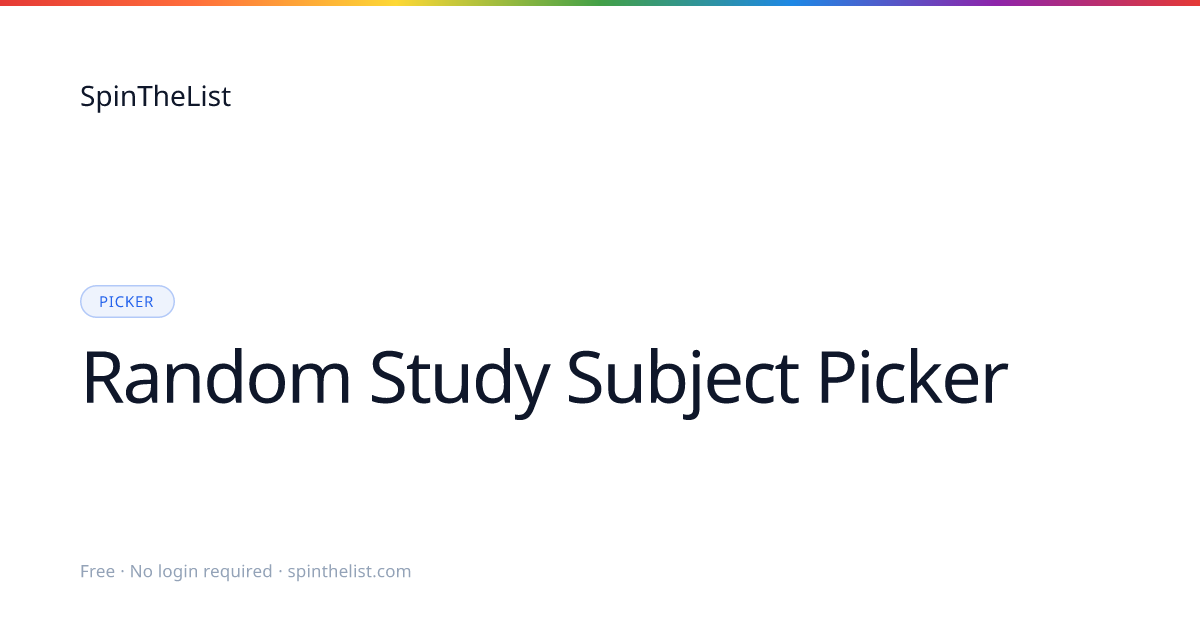 Random Study Subject Picker Wheel | SpinTheList