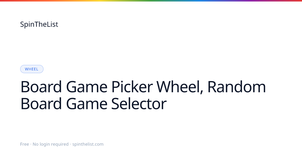 Board Game Picker Wheel, Random Game Night Selector | SpinTheList