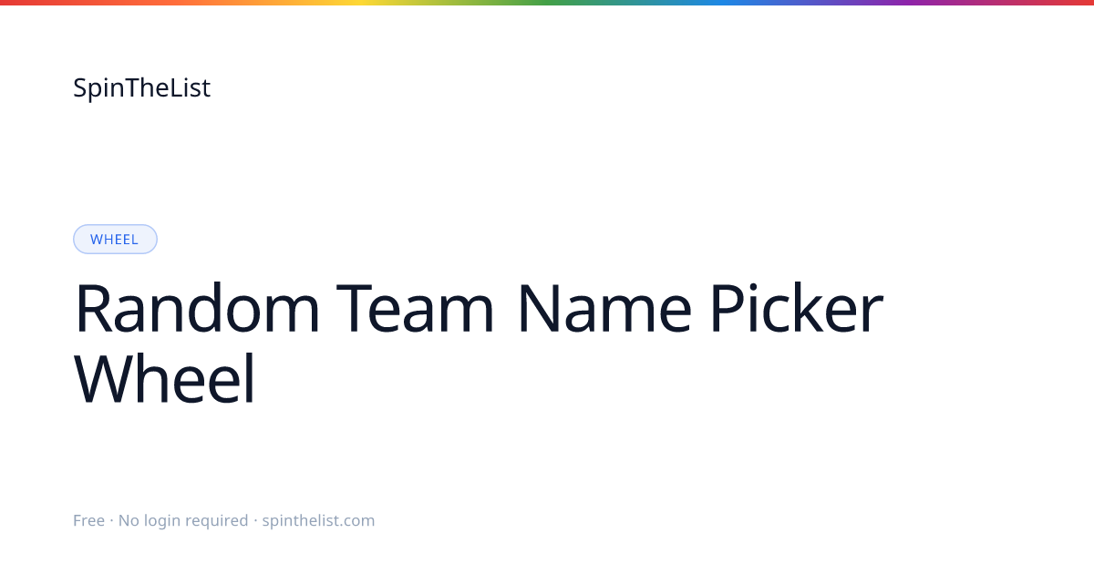 Random Team Name Picker Wheel | SpinTheList